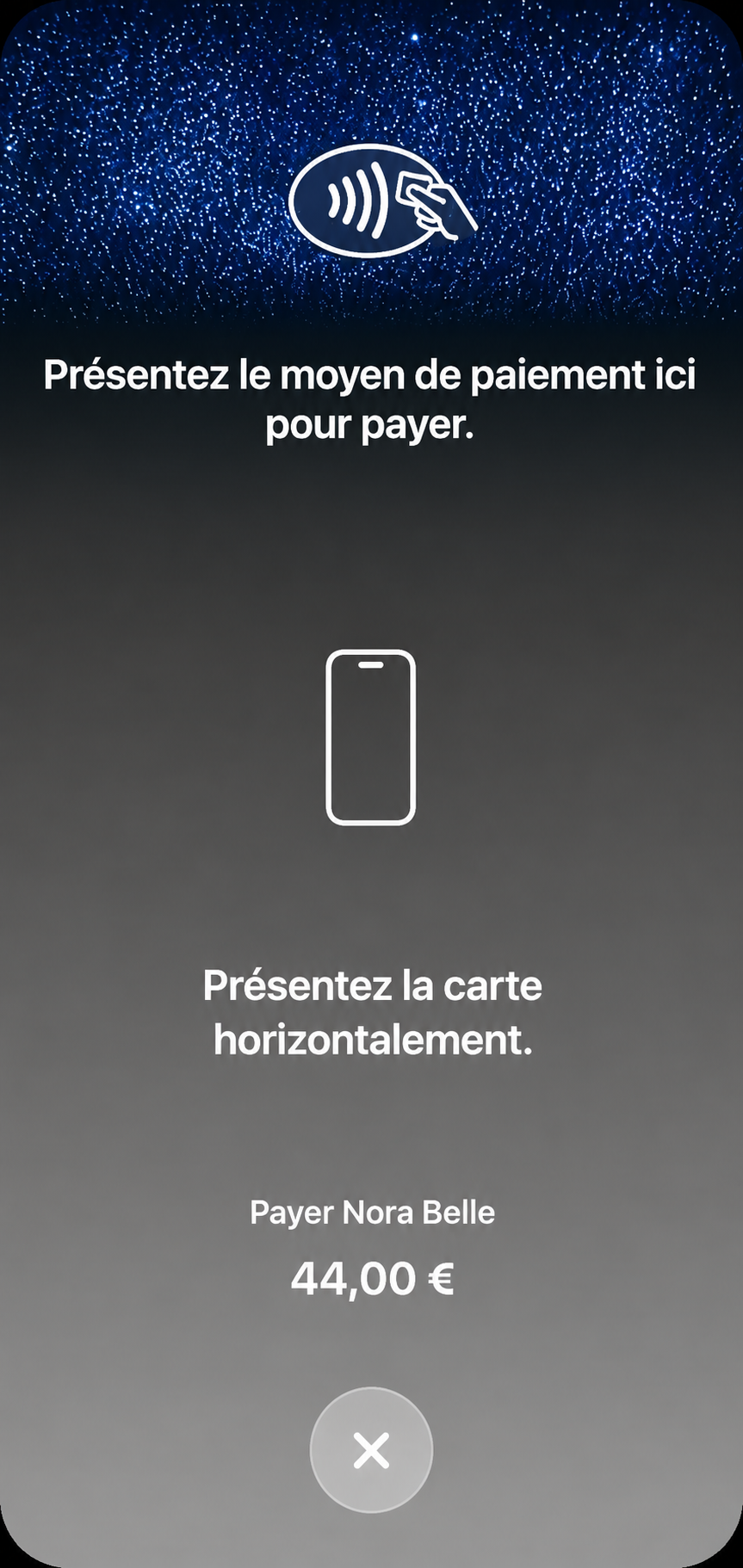 Screenshot : encaissement Tap to Pay
